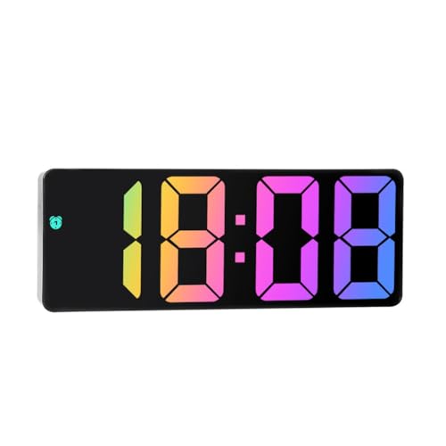 Yominerr Elektronische Uhr mit LED-Großschrift, für Den Nachttisch, Farbenfrohe Uhr mit Großem Bildschirm, Schwarz von Yominerr
