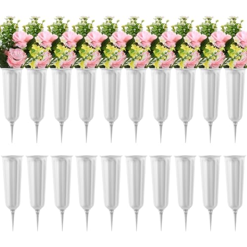 Yominerr Friedhofsblumendekor - 20er-Pack Kunststoffvasen mit Haken für Friedhof, Gedenkblumenhalter Yominerr Friedhofsblumendekor - 20er-Pack Kunststoffvasen mit Haken für Friedhof, Gedenkblumenhalter von Yominerr