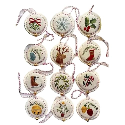 Yominerr Fröhliches und Farbenfrohes Handstickerei-Ornament-Set, Weihnachtsstickerei-Set, Festival-Ornament-Sets von Yominerr