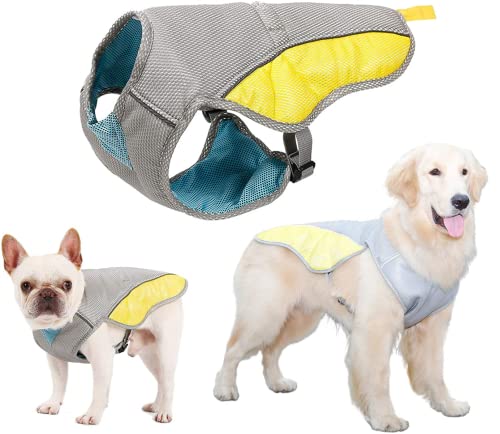 Yomiro Kühlweste Hund, Kühlweste für Hunde, Hunde Kühlweste, Pet Cooling Vest, Hundejacke für Aktivitäten Draußen Wandern Training - Abkühlung Sommer (L, Grau) von Yomiro