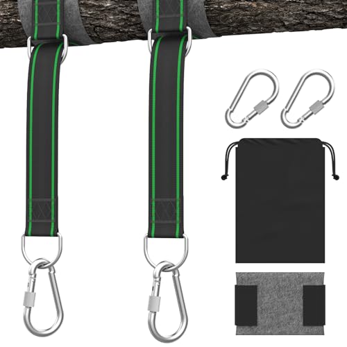 Yomisee Schaukel Befestigung, Hängematte Befestigung Schaukel Aufhängung, hält bis zu 500 kg aus Reißfestem Polyester mit 2 Baumschutz Polster und 2 Karabiner (1.5M) von Yomisee