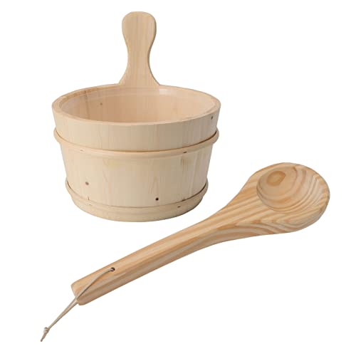 Yomiyuyr Sauna -Eimer und Kögelset, Wasserguss -Accessoire, hölzerner Look mit innerem Liner, für Dampfbadnutzung von Yomiyuyr