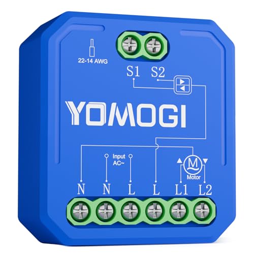 YOMOGI Wlan Rolladenschalter mit RF Fernbedienung gekoppelt, Prozentkontrolle Wlan Rolladen Zeitschaltuhr für Rollläden/Jalousien, Kompatibel mit Alexa & Google & Siri (Zubehör-Modul, 1) von Yomogi