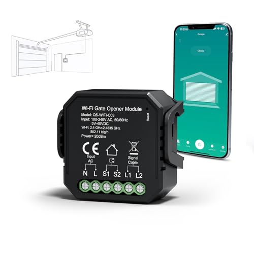Yomogi WLAN Garagentoröffner Kompatible mit Alexa Google Home, App-Steuerung, Timer, Geeignet für Gleich- und Wechselstrom, Komplettes Zubehör einfache Installation Yomogi WLAN Garagentoröffner Kompatible mit Alexa Google Home, App-Steuerung, Timer, Geeignet für Gleich- und Wechselstrom, Komplettes Zubehör einfache Installation von Yomogi