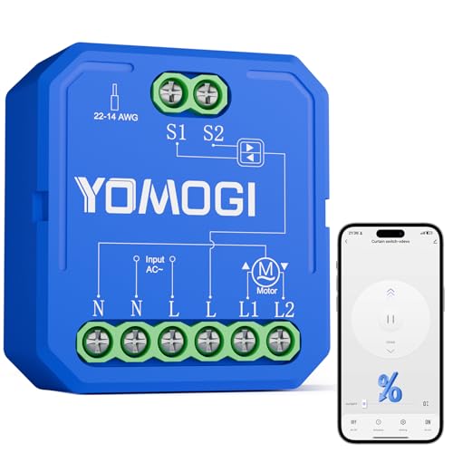 Yomogi Wlan Rolladenschalter, Prozentkontrolle Smart Home Rolladensteuerung für Rollläden, Jalousie Schalter Kompatibel mit Alexa & Google & Siri, Keine Fernbedienung (Prozentfunktion, 1) von Yomogi