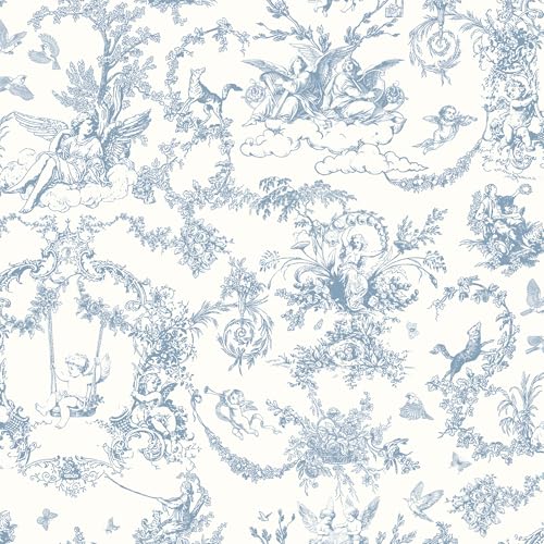 Yomshi Blau Selbstklebende Tapete Engelbaum und Tiere Kunststoff-Vinyl-Rollenfolie im Vintage-Gartenstil Kontaktpapier Abnehmbare Möbelaufkleber für Schlafzimmer, Wohnzimmer und Schränke 44cm × 3m Yomshi Blau Selbstklebende Tapete Engelbaum und Tiere Kunststoff-Vinyl-Rollenfolie im Vintage-Gartenstil Kontaktpapier Abnehmbare Möbelaufkleber für Schlafzimmer, Wohnzimmer und Schränke 44cm × 3m von Yomshi