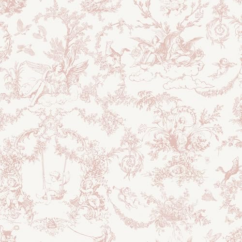 Yomshi Rosa Selbstklebende Tapete Engelbaum und Tiere Kunststoff-Vinyl-Rollenfolie im Vintage-Gartenstil Kontaktpapier Abnehmbare Möbelaufkleber für Schlafzimmer, Wohnzimmer und Schränke 44cm × 10m Yomshi Rosa Selbstklebende Tapete Engelbaum und Tiere Kunststoff-Vinyl-Rollenfolie im Vintage-Gartenstil Kontaktpapier Abnehmbare Möbelaufkleber für Schlafzimmer, Wohnzimmer und Schränke 44cm × 10m von Yomshi