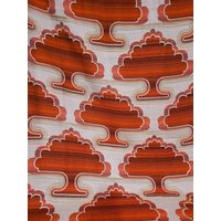 2 Vintage Gardinen Baum Design Rot 70Er Jahre Mid Century von Yonage
