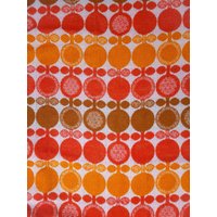 2 Vintage Stoffvorhänge Blumen Floral Orange Rot 70Er Jahre Mid-Century von Yonage