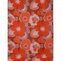 2 Vintage Stoffvorhänge Orange Rot Blumen Geblüm 60Er 70Er Jahre Mid Century von Yonage