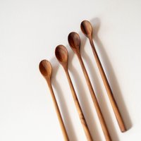 Handgefertigte Teak Holz Löffel - Cocktail, Kaffee, Suppe 4Er Set von YonderArtisanGoods
