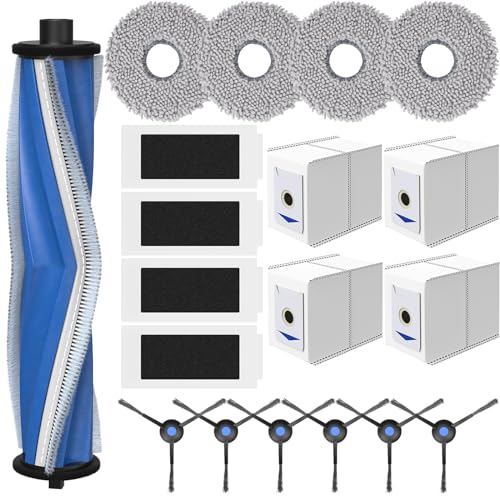 19 Stück Zubehör für Ecovacs Deebot T30 Omni / T30 Pro Omni / T30 Max Staubsauger, 1 Hauptbürste, 4 Staubbeutel, 4 HEPA Filter, 4 Wischtücher, 6 Seitenbürsten von Yoneenair