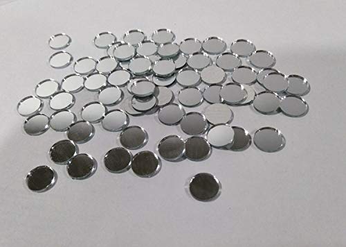 Runde Glasspiegel-Mosaikfliesen, zum Basteln, Glasspiegelfliesen, echte Kreise, Glasspiegel, Tischstreuung, runde Spiegelmosaik (Silber, 10 mm) von YongPan