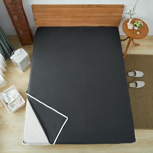 Boden-Futon-Matratzenbezug mit Reißverschluss, einfarbig, vollständiger Bezug, waschbar, staubdicht, abnehmbarer Futonbezug mit Reißverschluss für japanische Tatami-Bodenmatratze (Dunkelgrau, 90 x 200 von YongXinMY