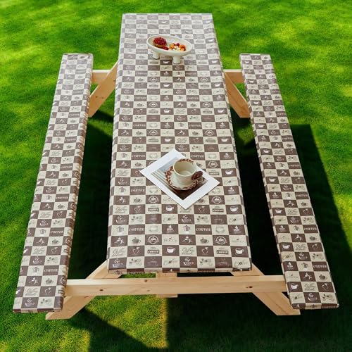 Picknicktisch mit Bankbezügen – Oxford-Tischdecke, geometrisches Muster, elastische Tischdecke, wasserdicht, öldicht, TPU-Beschichtung, für rechteckige Tische und Sitze, Terrasse, Camping, Garten Picknicktisch mit Bankbezügen – Oxford-Tischdecke, geometrisches Muster, elastische Tischdecke, wasserdicht, öldicht, TPU-Beschichtung, für rechteckige Tische und Sitze, Terrasse, Camping, Garten von YongXinMY