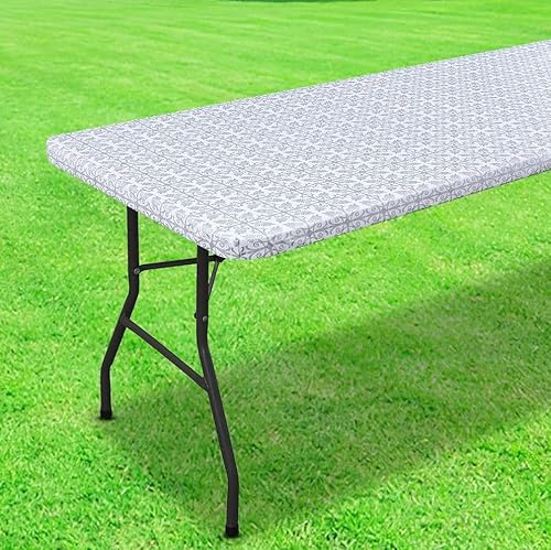 Wasserdichte rechteckige Picknick-Tischdecke, Barockdruck, mit elastischen Kanten, PEVA-Oberflächenschutz für Outdoor, Garten, Esszimmer, Terrasse, Picknick, Küchendekoration (Grau, 76,2 x 121,9 cm) Wasserdichte rechteckige Picknick-Tischdecke, Barockdruck, mit elastischen Kanten, PEVA-Oberflächenschutz für Outdoor, Garten, Esszimmer, Terrasse, Picknick, Küchendekoration (Grau, 76,2 x 121,9 cm) von YongXinMY