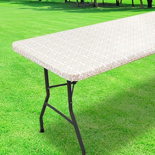 Wasserdichte rechteckige Picknick-Tischdecke, Barockdruck, mit elastischen Kanten, PEVA-Oberflächenschutz für Outdoor, Garten, Esszimmer, Terrasse, Picknick, Küchendekoration (Khaki, 76,2 x 182,9 cm) Wasserdichte rechteckige Picknick-Tischdecke, Barockdruck, mit elastischen Kanten, PEVA-Oberflächenschutz für Outdoor, Garten, Esszimmer, Terrasse, Picknick, Küchendekoration (Khaki, 76,2 x 182,9 cm) von YongXinMY