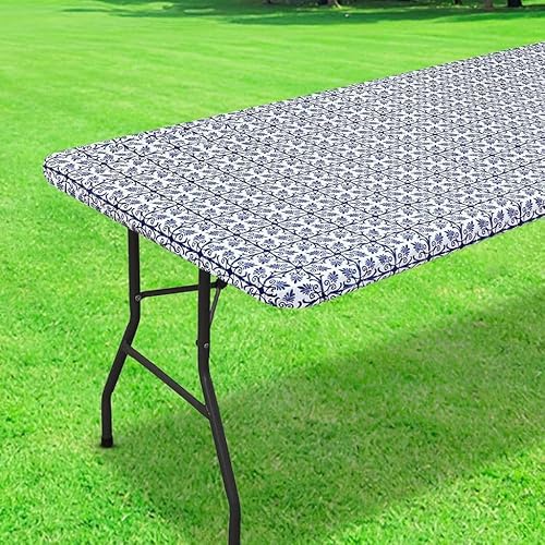 Wasserdichte rechteckige Picknick-Tischdecke, Barockdruck, mit elastischen Kanten, PEVA-Oberflächenschutz für Outdoor, Garten, Esszimmer, Terrasse, Picknick, Küchendekoration (Schwarz, 76,2 x 182,9 cm Wasserdichte rechteckige Picknick-Tischdecke, Barockdruck, mit elastischen Kanten, PEVA-Oberflächenschutz für Outdoor, Garten, Esszimmer, Terrasse, Picknick, Küchendekoration (Schwarz, 76,2 x 182,9 cm von YongXinMY