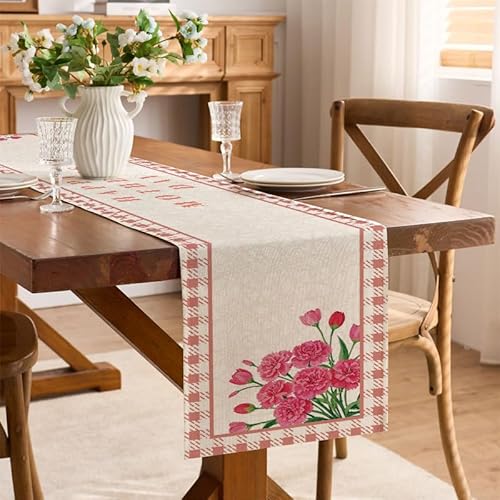 YongXinMY Eleganter Tischläufer und Platzdeckchen mit Blumenmuster, moderne Leinenoptik, Aquarell-Blumendruck, waschbar, Esstischdekoration für Urlaub, Party, Küche, Tischplatte, saisonale Dekoration von YongXinMY