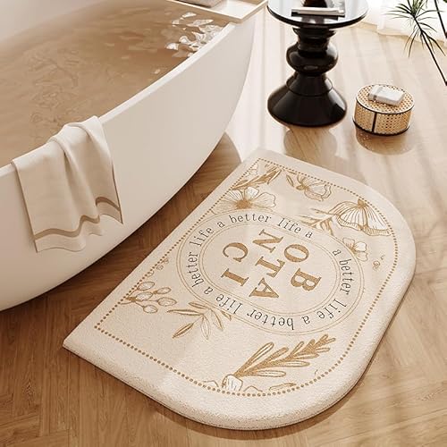 YongXinMY Geschwungener Badezimmerteppich, schmutzabweisend, amerikanischer Stil, Retro-Druck, saugfähig, Kaschmir-Badematte, rutschfest, schnell trocknend, Duschteppich für Badezimmer, WC von YongXinMY