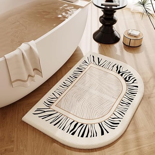 YongXinMY Geschwungener Badezimmerteppich, schmutzabweisend, amerikanischer Stil, Retro-Druck, saugfähig, Kaschmir-Badematte, rutschfest, schnell trocknend, Duschteppich für Badezimmer, WC von YongXinMY
