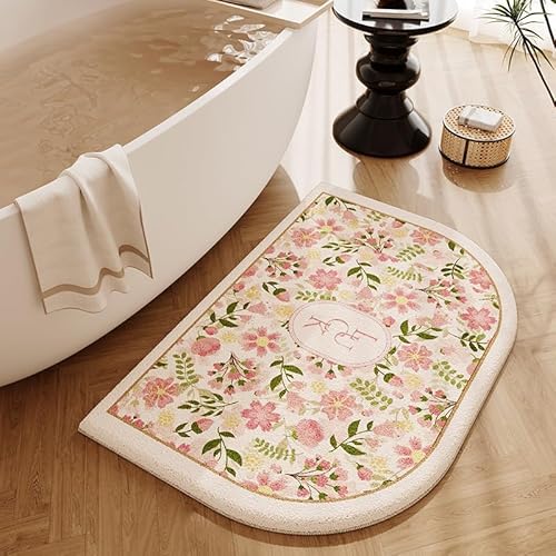 YongXinMY Geschwungener Badezimmerteppich, schmutzabweisend, amerikanischer Stil, Retro-Druck, saugfähig, Kaschmir-Badematte, rutschfest, schnell trocknend, Duschteppich für Badezimmer, WC YongXinMY Geschwungener Badezimmerteppich, schmutzabweisend, amerikanischer Stil, Retro-Druck, saugfähig, Kaschmir-Badematte, rutschfest, schnell trocknend, Duschteppich für Badezimmer, WC von YongXinMY