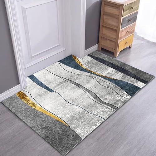 YongXinMY Moderner Eingangs-Teppich – luxuriöse, minimalistische Fußmatte, rutschfest, saugfähig, dünner Druck, Eingangsteppich, waschbar, für drinnen und draußen, kleine Matte für Zuhause, Flur von YongXinMY