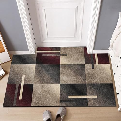 YongXinMY Moderner Eingangs-Teppich – luxuriöse, minimalistische Fußmatte, rutschfest, saugfähig, dünner Druck, Eingangsteppich, waschbar, für drinnen und draußen, kleine Matte für Zuhause, Flur von YongXinMY