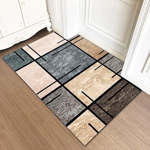 YongXinMY Moderner Eingangs-Teppich – luxuriöse, minimalistische Fußmatte, rutschfest, saugfähig, dünner Druck, Eingangsteppich, waschbar, für drinnen und draußen, kleine Matte für Zuhause, Flur von YongXinMY