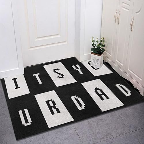 YongXinMY Moderner Eingangs-Teppich – luxuriöse, minimalistische Fußmatte, rutschfest, saugfähig, dünner Druck, Eingangsteppich, waschbar, für drinnen und draußen, kleine Matte für Zuhause, Flur von YongXinMY