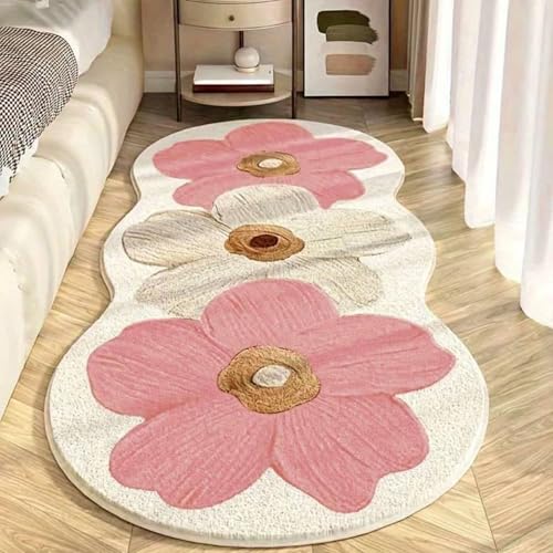 YongXinMY Süße Blumen-Badematte – Kunst-Kaschmir, Blumenform, dekorativer Überwurf, Decke, weich, saugfähig, rutschfest, langlebig, Teppich für Nachttisch, Sofa, Couchtisch, Erkerfenster, Boden (Stil von YongXinMY