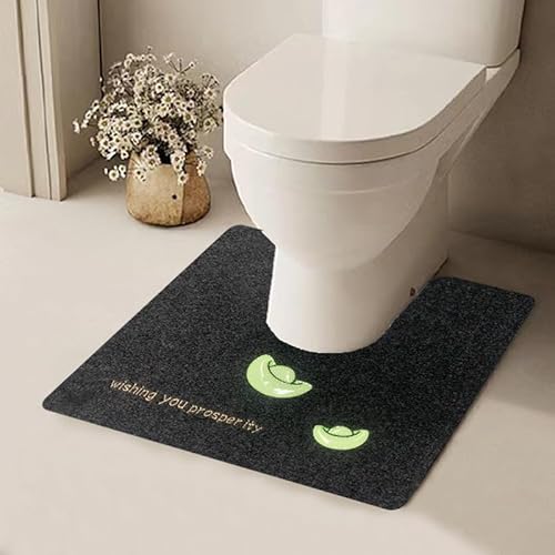YongXinMY U-förmiger Toilettenvorleger – leuchtendes Muster, Badezimmer-Bodenpolster, rutschfeste Absorption, Konturteppich, schmutzabweisend, leicht zu reinigen, Spritzschutz, WC-Sitzmatte für von YongXinMY