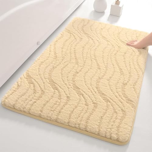 YongXinMY Verdickte, saugfähige Badezimmerteppiche, minimalistischer Stil, Wellenstrukturmatte, weiche Plüsch-Oberfläche, rutschfeste Unterseite, für Dusche, WC, Eingangsbereich, Küche, Innenbereich YongXinMY Verdickte, saugfähige Badezimmerteppiche, minimalistischer Stil, Wellenstrukturmatte, weiche Plüsch-Oberfläche, rutschfeste Unterseite, für Dusche, WC, Eingangsbereich, Küche, Innenbereich von YongXinMY