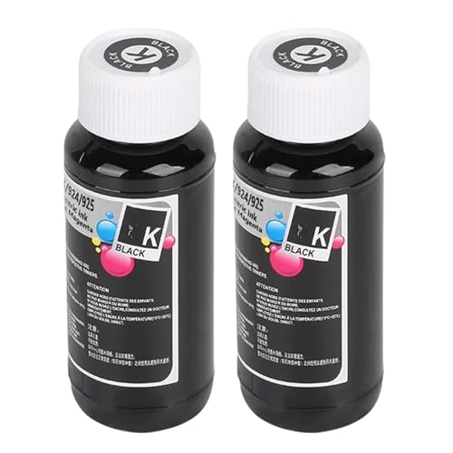 Yongairuink 924 Tintenflasche Nachfüllpack für 924 Tintenpatronen für HPQ OfficeJet Pro 8120 OfficeJet Pro 8122e 8124e 8125e 8132e 8134e 8135e All-in-One (2 Schwarz) von Yongairuink