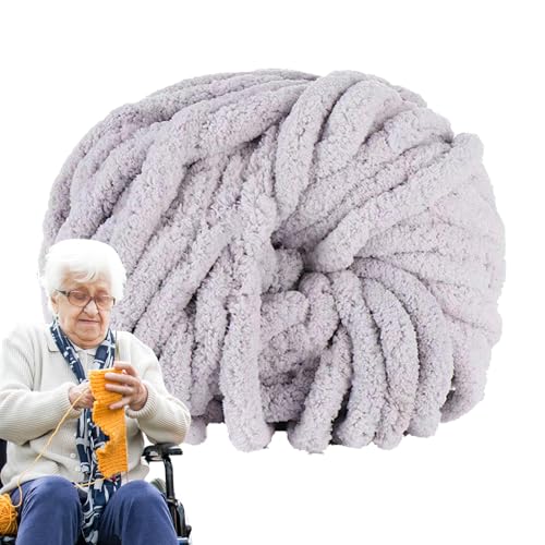 Chenille Chunky Garn zum Stricken, super sperriges isländisches Wurstgarn, 240, 250g, 27m, 2cm dick, weiche warme Wollmischung, für Decken, Schals, Hüte, Haustierbetten von Yongany