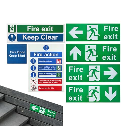 Exit Sign – Feuerausgangs-Aufkleber, UV-geschützt, 7 Stück, Warnaufkleber, lichtbeständig, für Überlebenswerkzeug, Kinder, ältere Menschen, Frauen, Männer, kommerzielle Industrie, Outdoor Exit Sign – Feuerausgangs-Aufkleber, UV-geschützt, 7 Stück, Warnaufkleber, lichtbeständig, für Überlebenswerkzeug, Kinder, ältere Menschen, Frauen, Männer, kommerzielle Industrie, Outdoor von Yongany