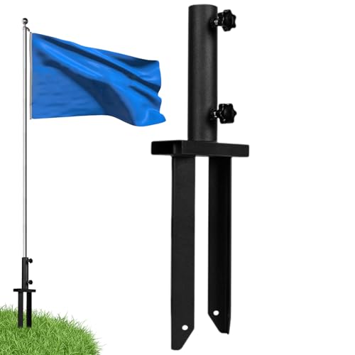 Fahnenmasthalter aus Metall, robuster Metall-Erdspieß mit Knauf, wiederverwendbare Grashalterung, multifunktionaler Angelrutenhalter für den Außenbereich von Yongany