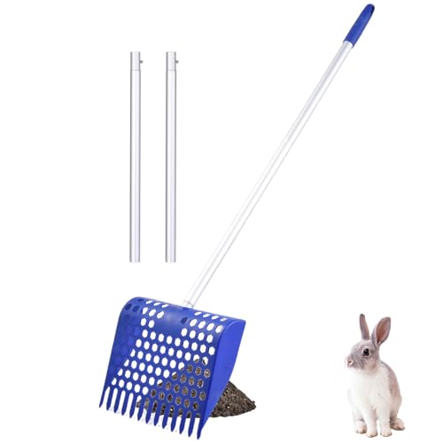 Haustier-Mistschaufel, Hühnerstall, Rechen, Abfallsieb, abnehmbare Katzenstreuschaufel, Langer Griff, Streuschaufel, Aluminium-Legierung, für große, mittelgroße und kleine Hunde von Yongany