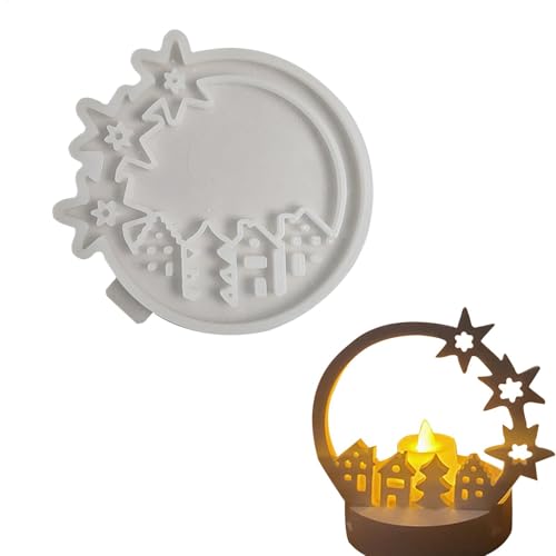 Silikonform für Schneehaus, LED-Kerzenhalter-Form aus Silikon für Winter- und Weihnachtsbastelarbeiten, Cartoon-Dorfhaus, LED-Kerzenhalter-Form für ästhetische Heimdekoration von Yongany
