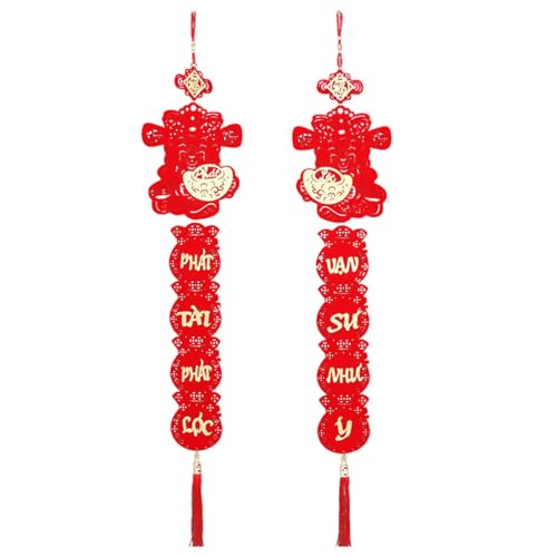 Vietnamesische Paare Veranda-Banner | Neujahrsveranda-Banner mit Quaste | vietnamesische Neujahrs-Ornamente für Gartentor Dekor Banner von Yongany