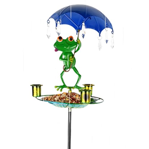 Vogel-Wasser-Futterstation | Metall-Vogeltränke für den Außenbereich | Retro-ästhetisches Design, Haustier-Futterzubehör für Hof, Garten, Rasen von Yongany