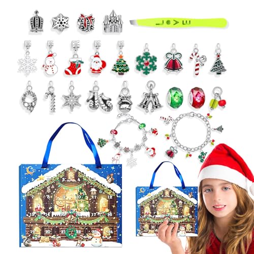 Weihnachtskalender Countdown 2024–24 Tage Armbänder Schmuckherstellung Kit Weihnachts-Countdown-Kalender | Countdown bis Weihnachten Armbandherstellung Kit Armbänder Kalender Ornament von Yongany
