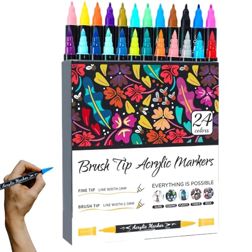 Yongany Acryl-Marker, doppelte Spitze, wasserfeste Acrylstifte zum Malen für Kinder und Erwachsene, doppelfarbiges Farbzubehör für handgemachtes Handwerk und Kunstbedarf Yongany Acryl-Marker, doppelte Spitze, wasserfeste Acrylstifte zum Malen für Kinder und Erwachsene, doppelfarbiges Farbzubehör für handgemachtes Handwerk und Kunstbedarf von Yongany