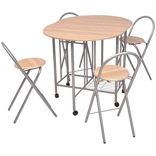 Yongdu Ausklappbarer Esstisch, Esszimmertisch, Baumkantentisch, Dining Tables, Esszimmermöbel, Küchentisch, fünfteilig MDF von Yongdu