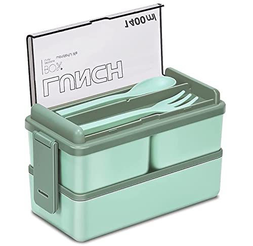 Yongheng Bento Boxen, Lunchbox 1400ml 3-lagiges design für Frauen und Kinder, Mikrowelle, Spülmaschine, BPA-frei, leicht zu transportieren (grün) von Yongheng