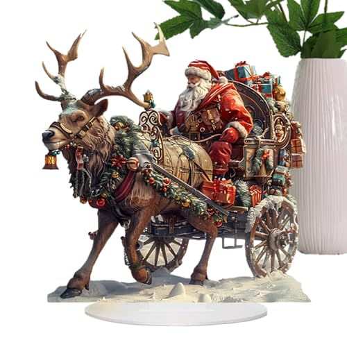 Yongmcxhhj 2D Acryl Weihnachtsmann Auf Schlitten 15x15 cm Weihnachtsmann Und Rentierschlitten Ornamente Die Festliche Atmosphäre Für Urlaubsdekoration Winter von Yongmcxhhj
