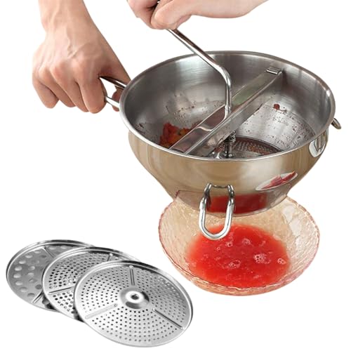 Yongmcxhhj Edelstahl Passier Mit 3 Frässcheiben 33x9x20cm Küchen Manuell Zum Mischen Und Gitter Von Früchten Für Tomatensoße Apfelmus Püree Kartoffelpüree Marmelade, Babynahrung Yongmcxhhj Edelstahl Passier Mit 3 Frässcheiben 33x9x20cm Küchen Manuell Zum Mischen Und Gitter Von Früchten Für Tomatensoße Apfelmus Püree Kartoffelpüree Marmelade, Babynahrung von Yongmcxhhj