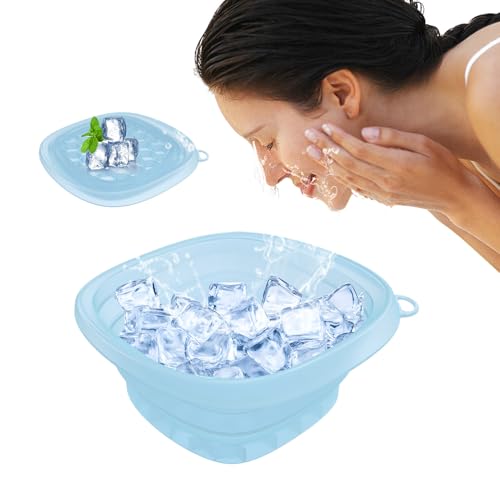 Yongmcxhhj Eisbad Schüssel Für Gesicht Face Ice Bath Bowl 24x24x11cm Silikon Waschschüssel Mit Haken Faltbaren Design Soothe Skin Reduce Puffiness Pore Shrinking Für Den Heimgebrauch Oder Unterwegs von Yongmcxhhj