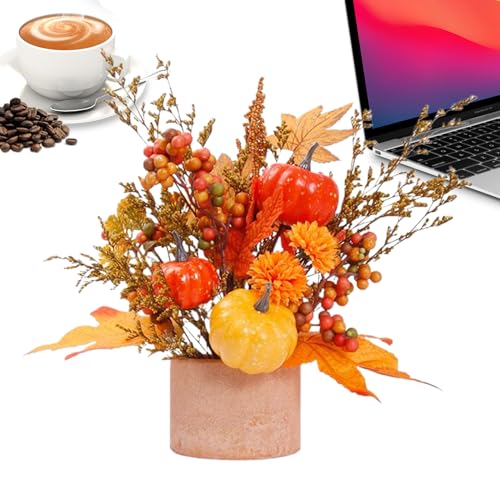 Yongmcxhhj Herbstliche -Deko | Kleine Kürbisse Blätter Halloween | Künstliche Pflanzen Deko für Küche Wohnzimmer Schlafzimmer Büro von Yongmcxhhj
