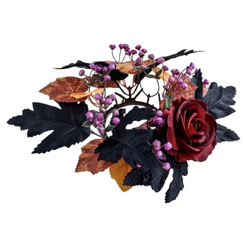 Yongmcxhhj Kerzenring, Kunstblumen Kerzenkranz Ringe, 7.5 cm Tischdekoration Für Esstisch Haustür Elegante Deko Halloween von Yongmcxhhj